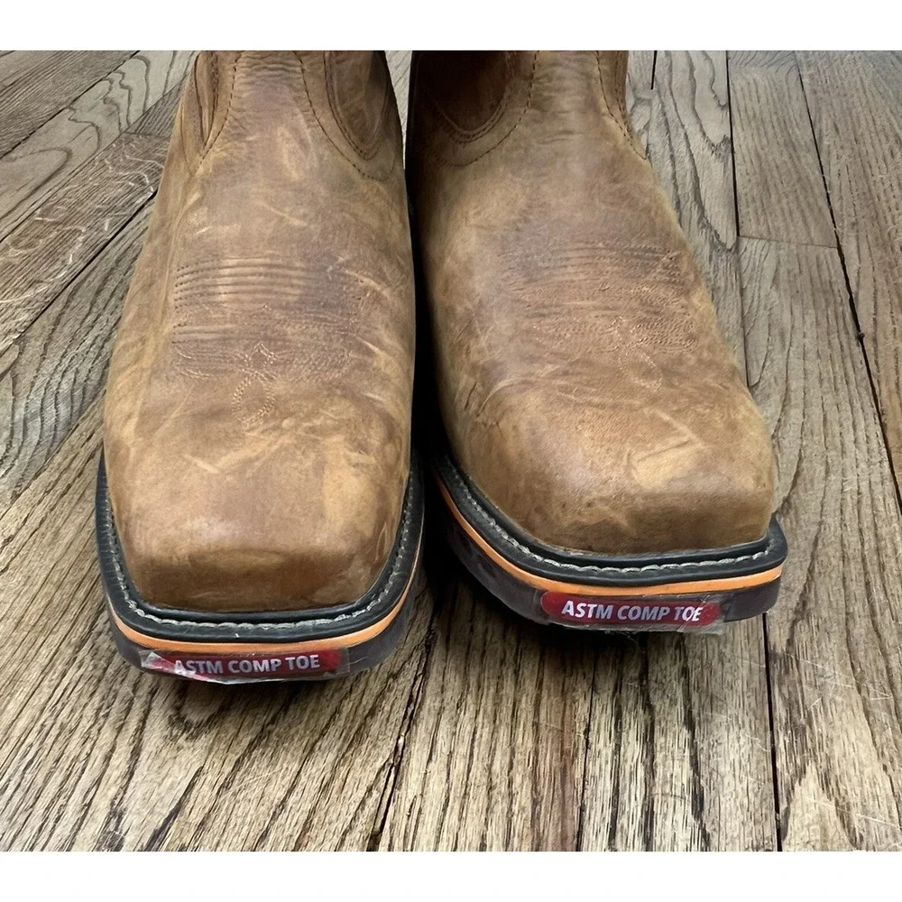 Justin Resistor Comp Toe Work Boots CR4016 Russet Brown Leather Waterproof Sz 14